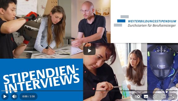 Link zum YouTube-Video: Interview mit Stipendiaten des Weiterbildungsstipendiums Screenshot des Youtube-Videos zum Weiterbildungsstipendium